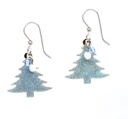 Silver Forest Snowy Holiday Tree Earrings - Juli's Wearable Art