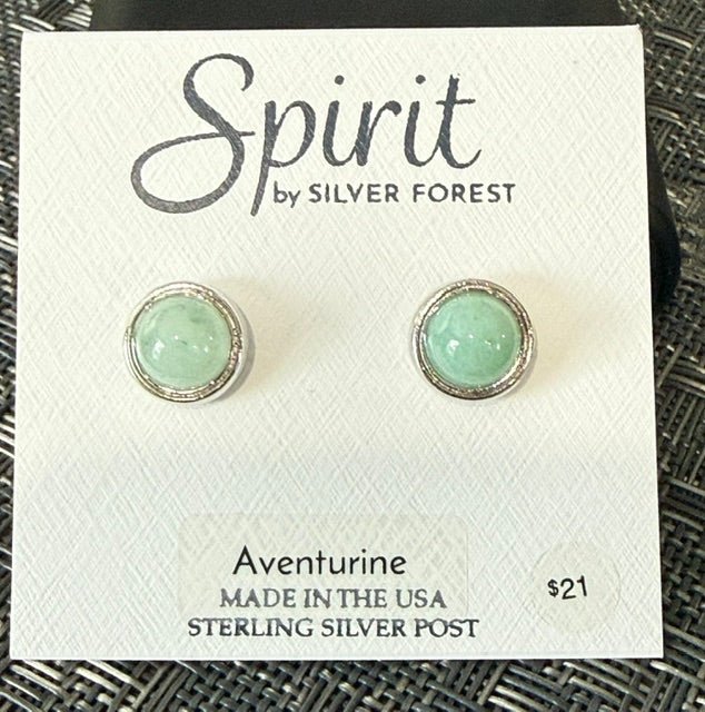 Silver Forest | Spirit Collection | Adventurine Small Stone Stud Silver Earrings