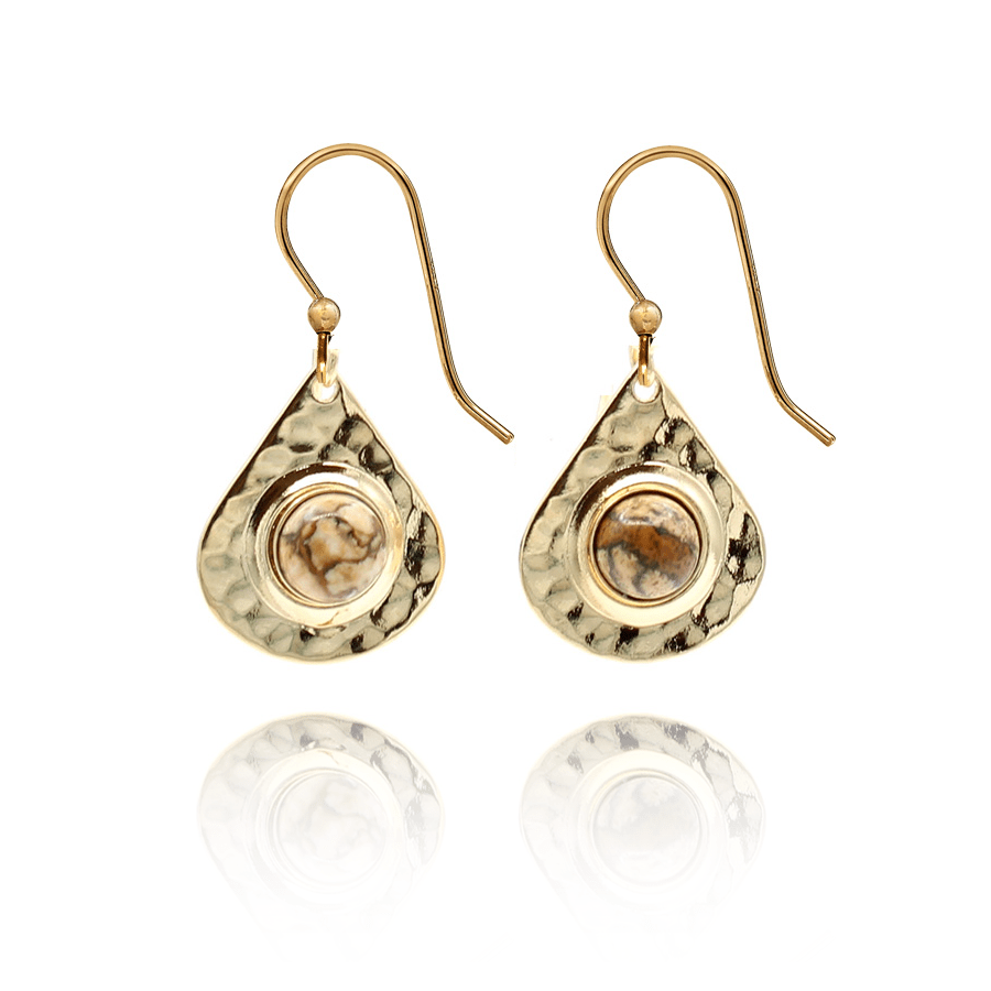 Silver Forest | Spirit Collection | Gold Hammered Teardrop Earrings - Juli's Wearable Art