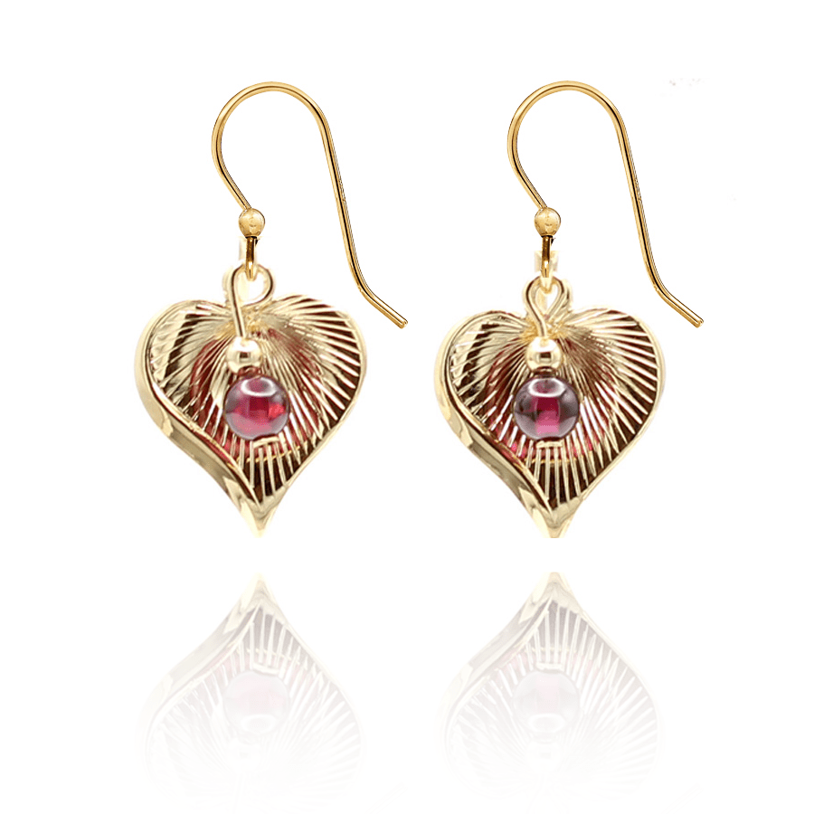 Silver Forest | Spirit Collection | Gold Heart and Bead Earrings - Juli's Wearable Art