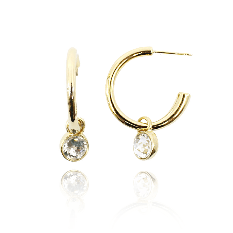 Silver Forest | Spirit Collection | Gold Hoop & Crystal Earrings - Juli's Wearable Art