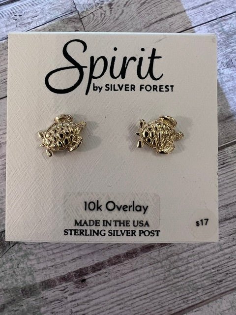Silver Forest | Spirit Collection | Gold Turtle Post Earrings