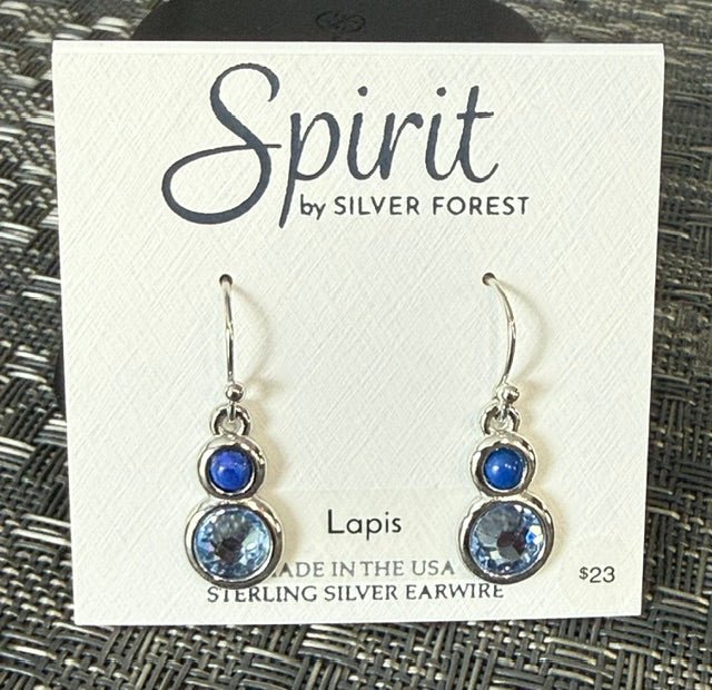 Silver Forest | Spirit Collection | Lapis Chic Stone Duo Drop Earrings | Silver