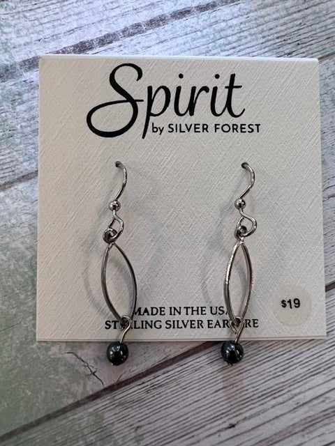 Silver Forest | Spirit Collection | Long Open Hematite Drop Earring