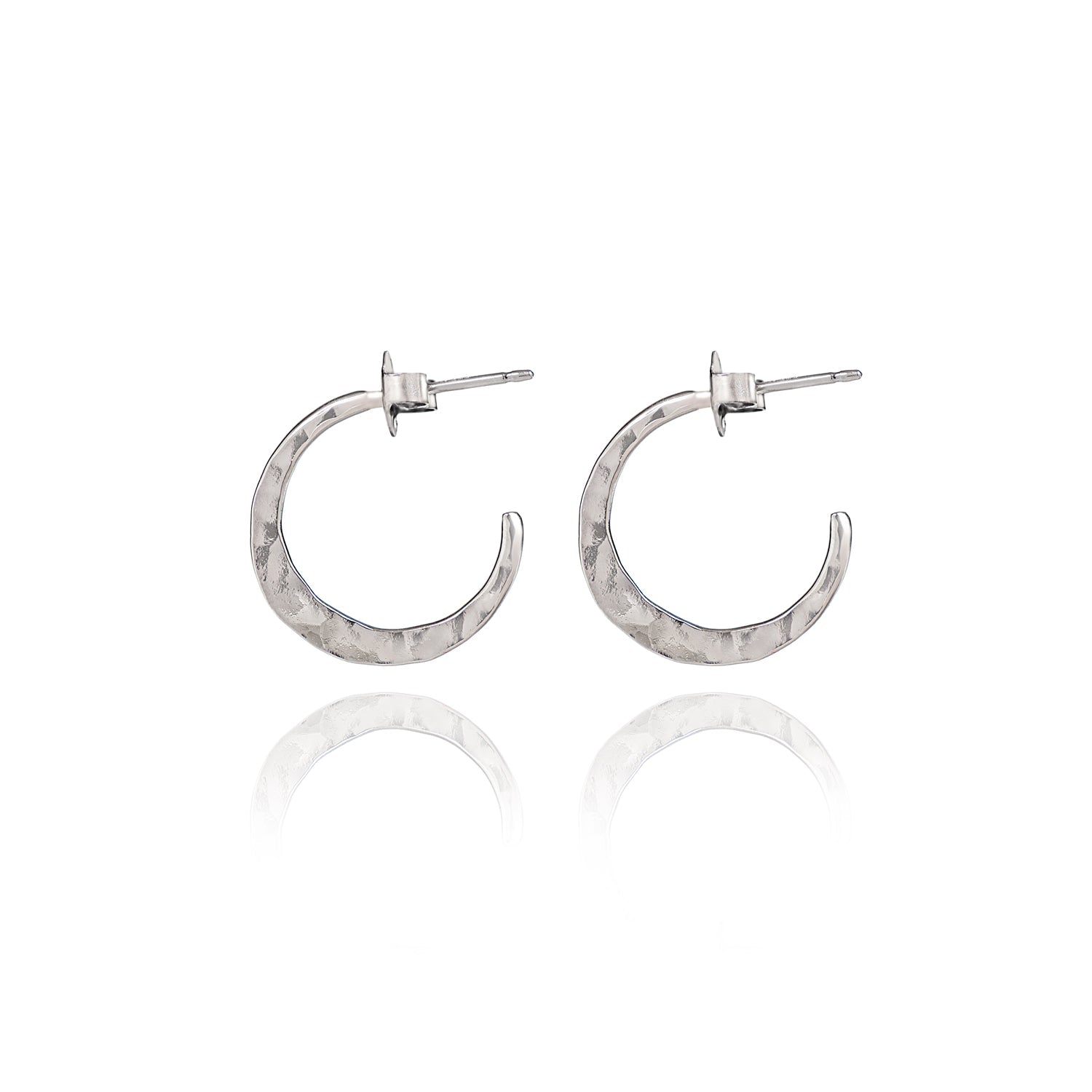 Silver Forest | Spirit Collection | Medium Silver Hammered Hoop Earrings - Juli's Wearable Art
