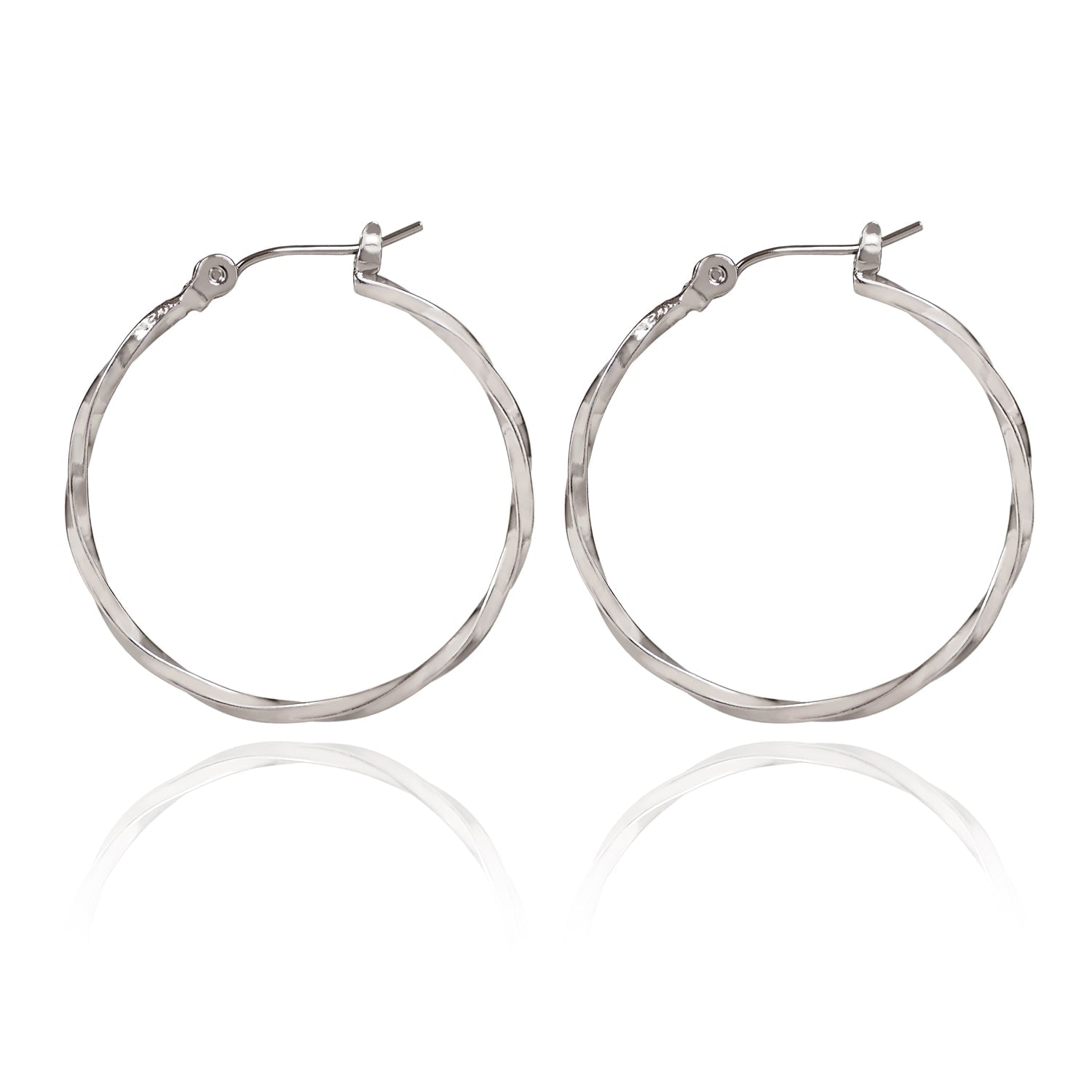 Silver Forest | Spirit Collection | Medium Silver Twisted Hoop Earrings - Juli's Wearable Art