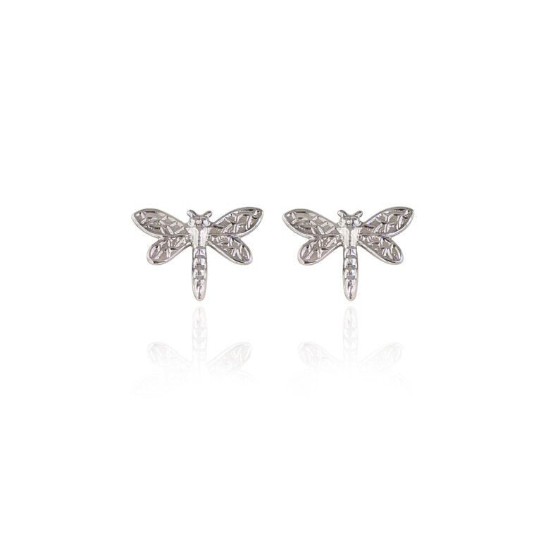 Silver Forest | Spirit Collection | Silver Dragonfly Post Earrings - Juli's Wearable Art