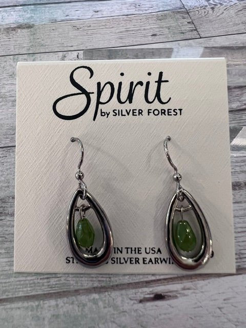 Silver Forest | Spirit Collection | Silver Earrings with Green Avent