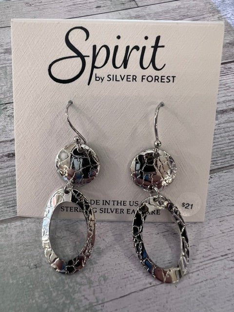 Silver Forest | Spirit Collection | Silver Textured Disc Open Ovals