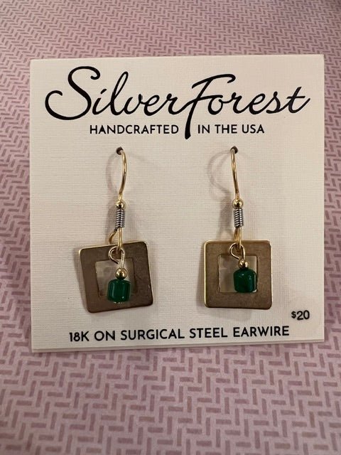 Silver Forest Square Wire Wrap Earrings