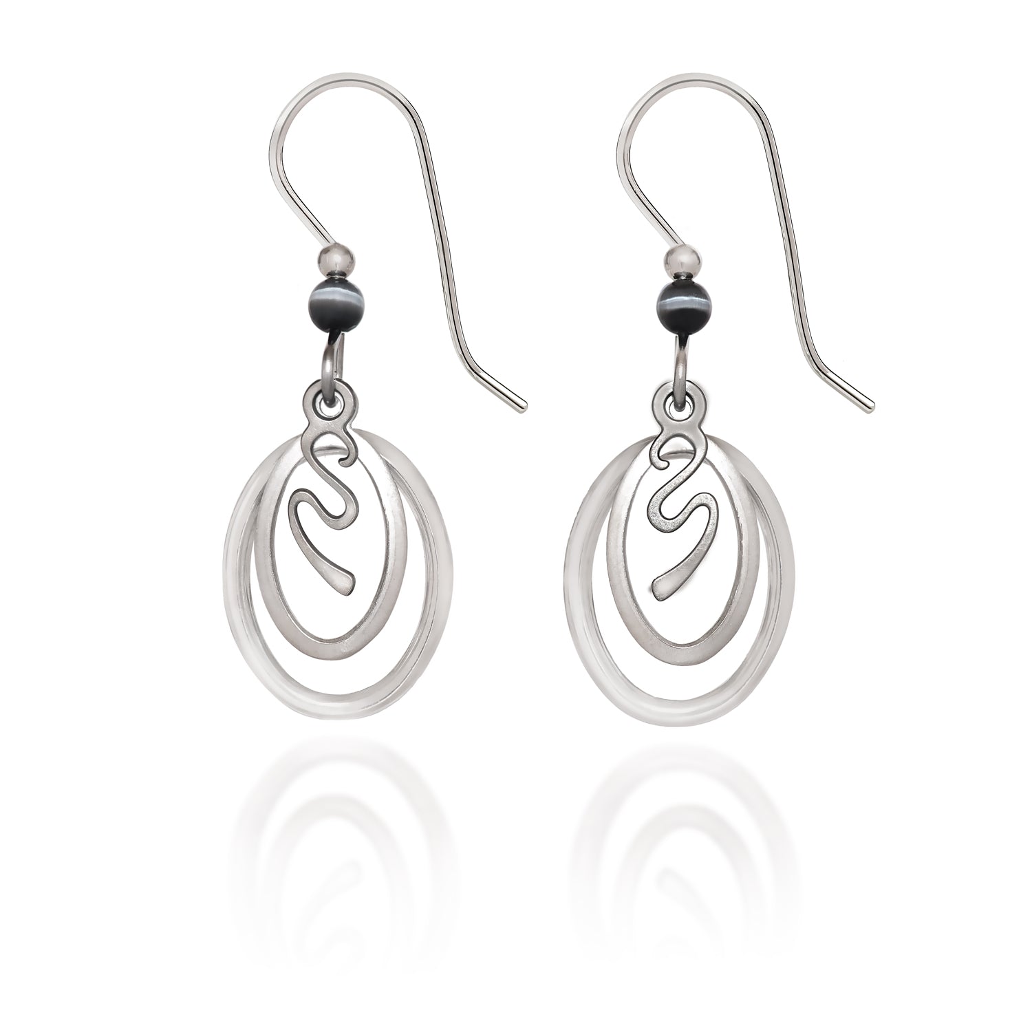 Silver Forest Squiggles in Ovals Earrings