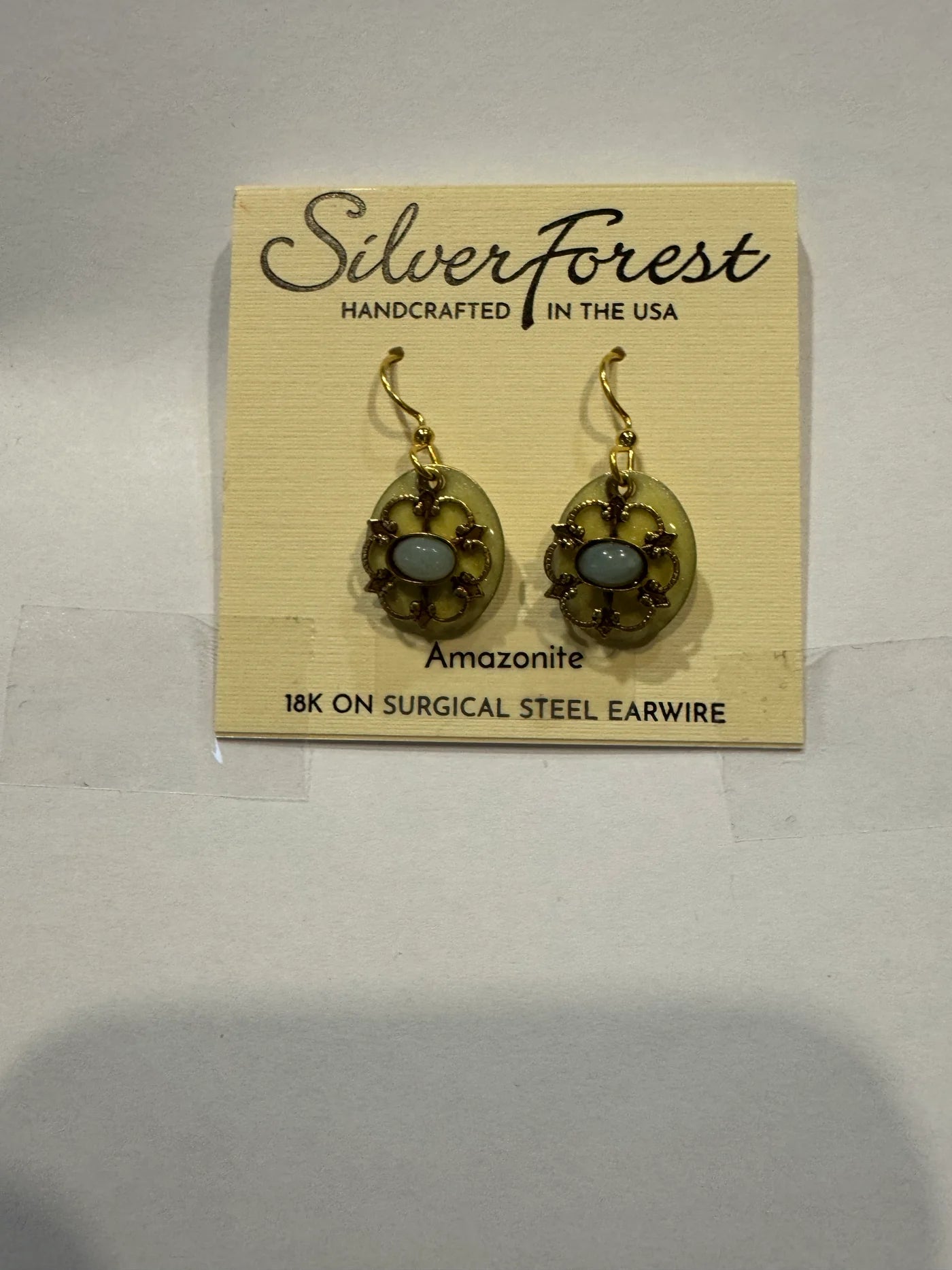 Silver Forest Stone on Filigree Earrings - Juli's Wearable Art