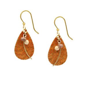 Silver Forest Teardrop with Wisp & Beads Earrings