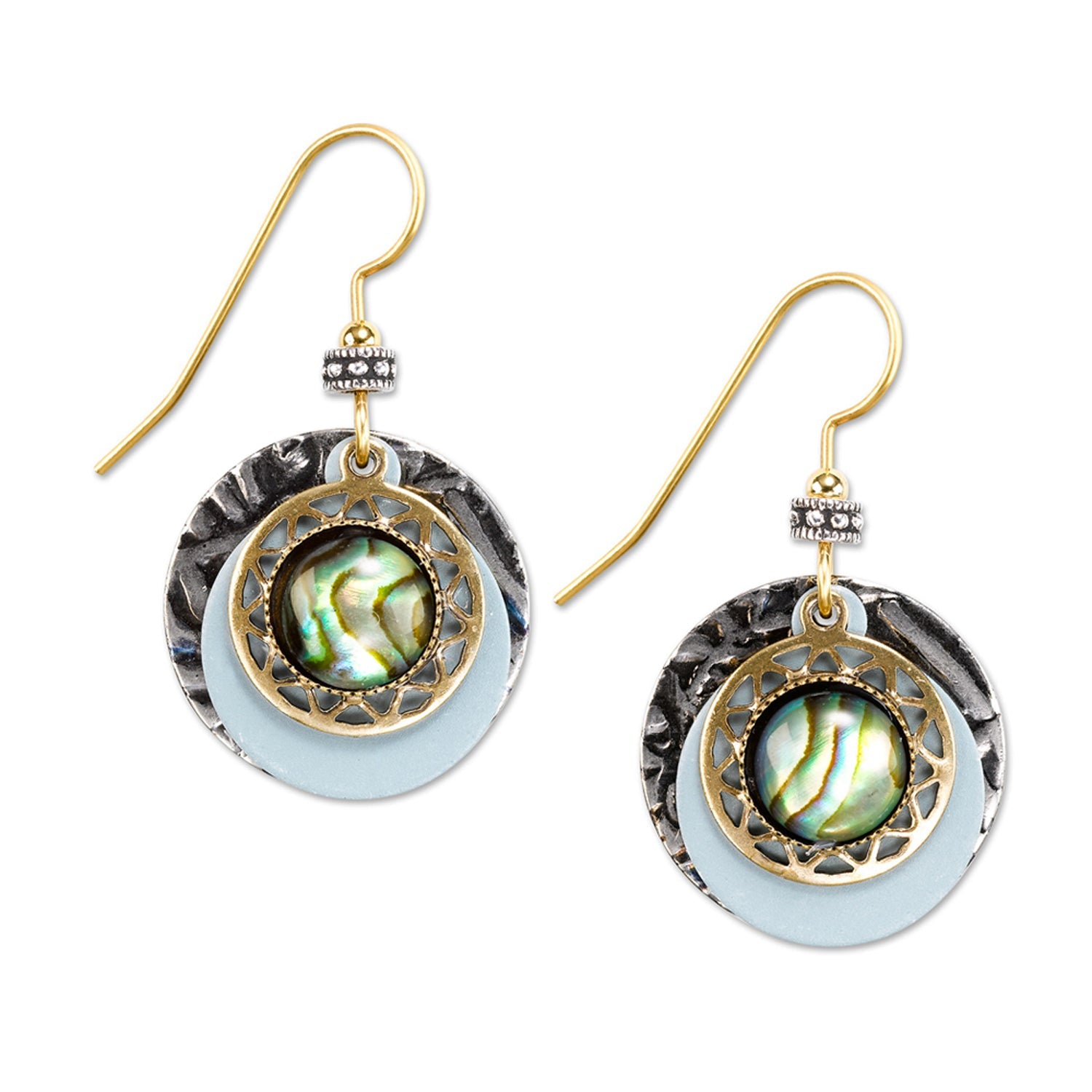 Silver Forest Textured Round Mixed Metal Earrings - Juli's Wearable Art