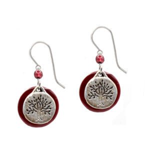 Silver Forest Tree of Life Disc Earrings | Silver