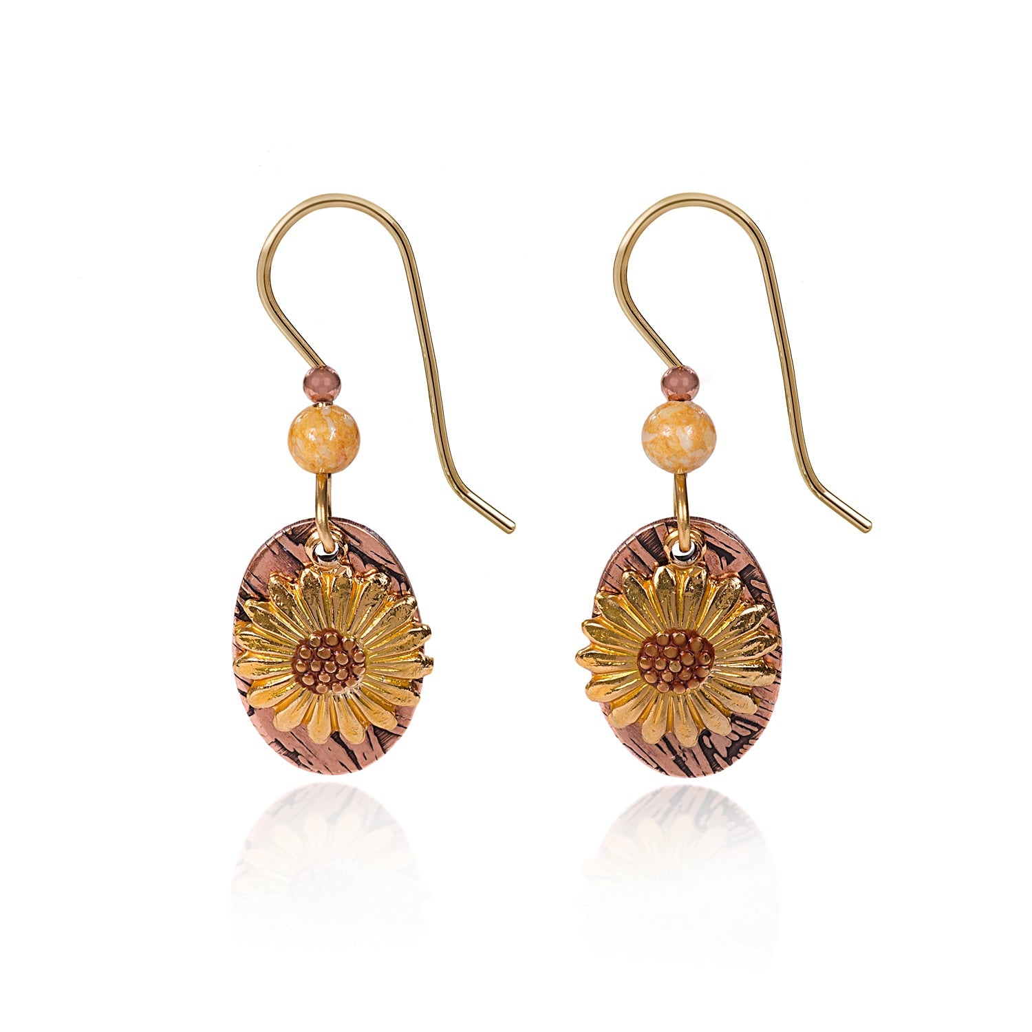 Silver Forest Warm Sunflower Earrings