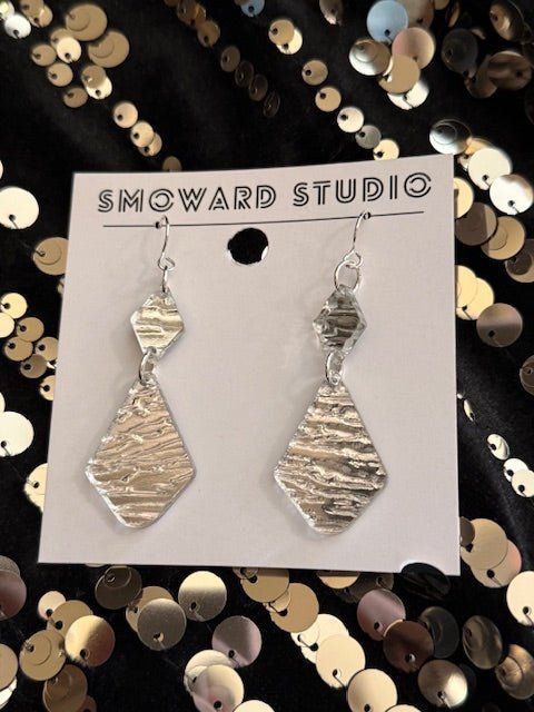 Silver Mirrored Double Dainty Earrings - Juli's Wearable Art