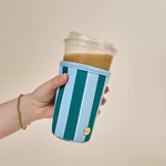 Sip Savvy Drink Sleeve | Large | Sicily Stripes Teal - Juli's Wearable Art