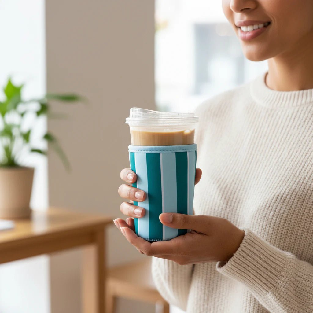 Sip Savvy Drink Sleeve | Large | Sicily Stripes Teal
