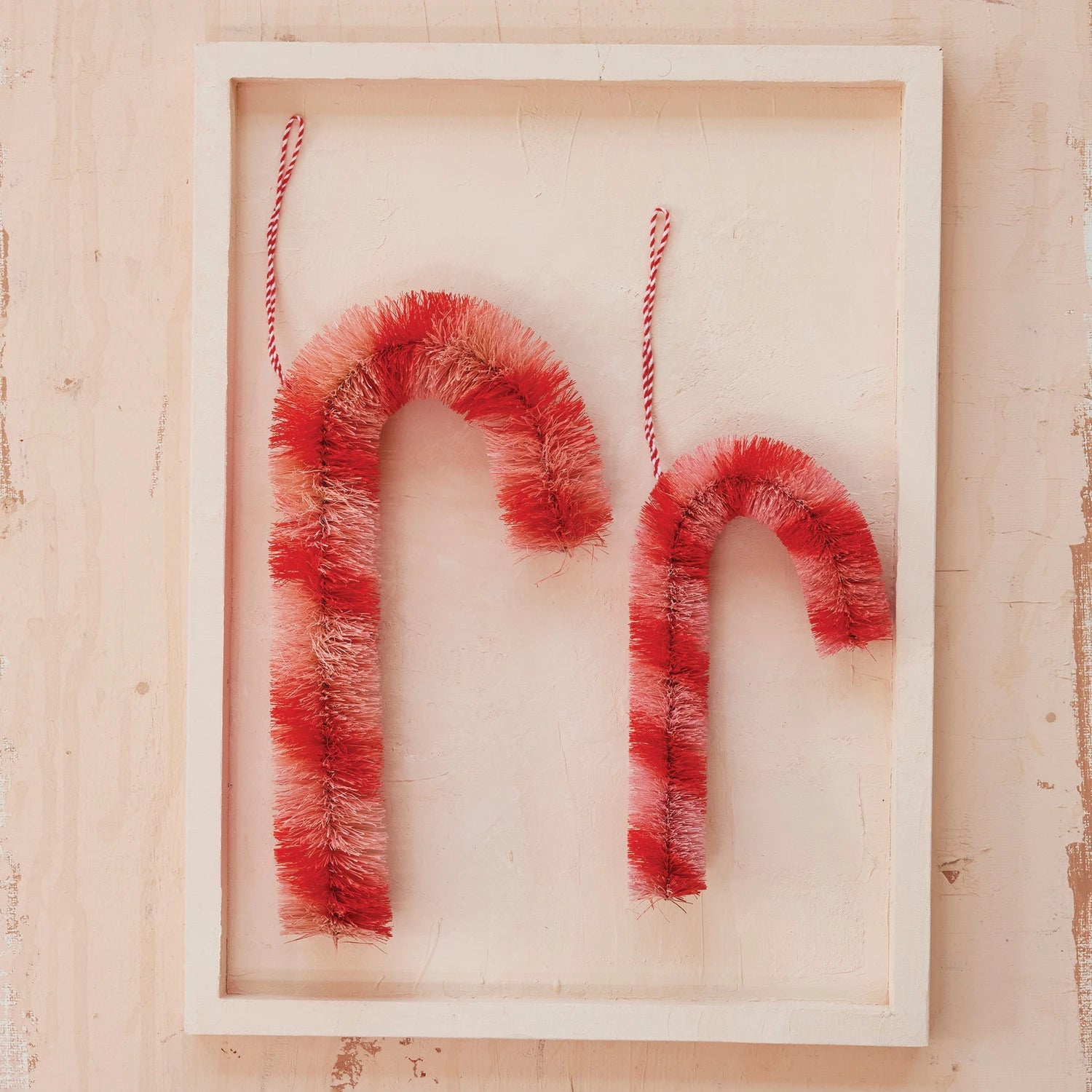Sisal Bottle Brush Candy Cane Ornaments - Juli's Wearable Art