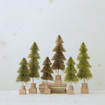 Sisal Bottle Brush Trees with Wood Bases | 10.25" - Juli's Wearable Art
