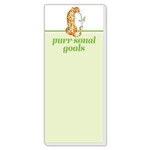 Skinny Notepad | Purrsonal Goals Cheetah and Martini - Juli's Wearable Art
