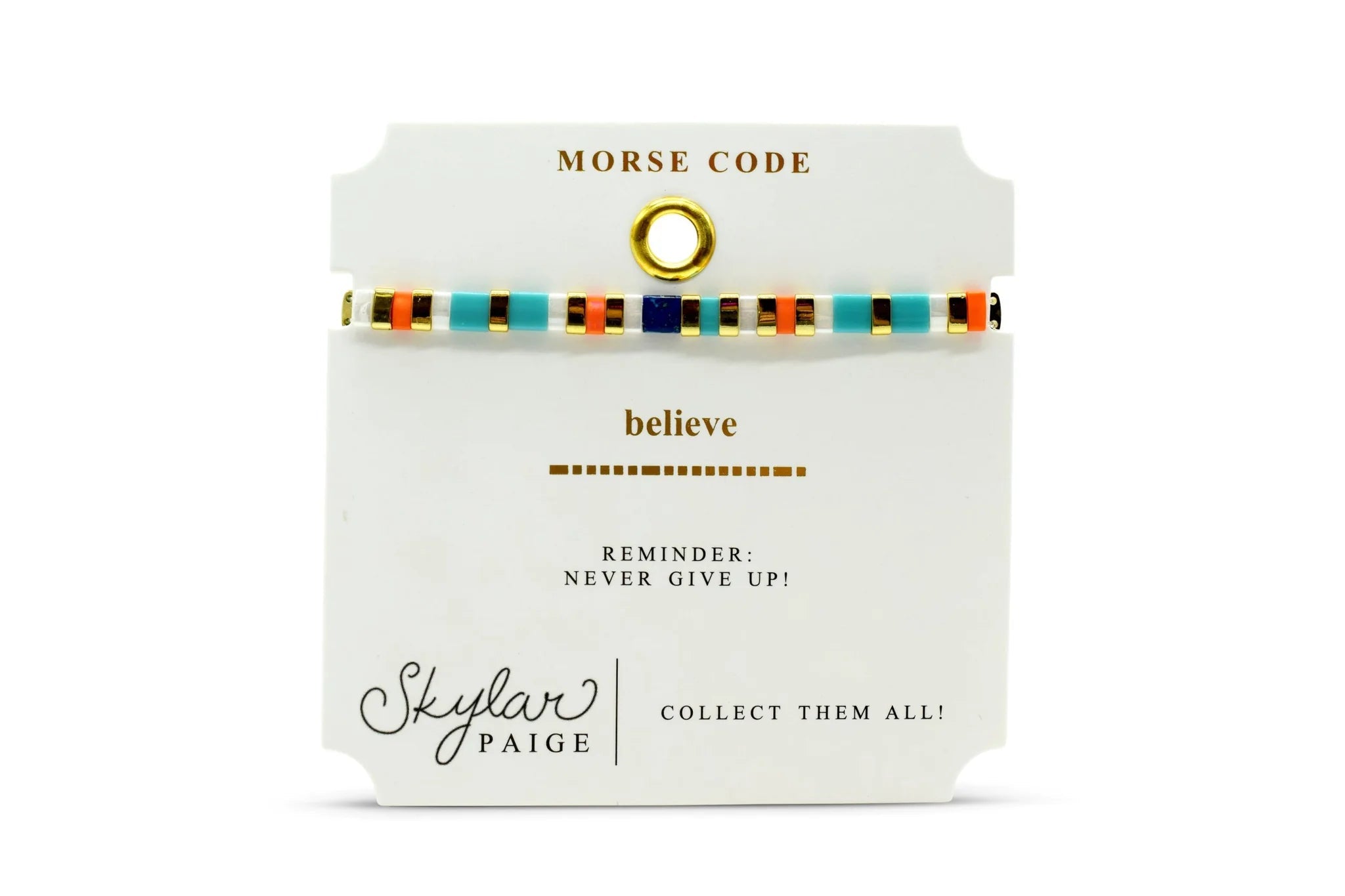Skylar Paige BELIEVE Morse Code Tila Beaded Bracelet - Feminine Fiesta - Juli's Wearable Art