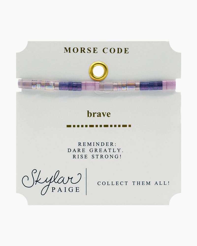 Skylar Paige BRAVE Morse Code Tila Beaded Bracelet - Juli's Wearable Art