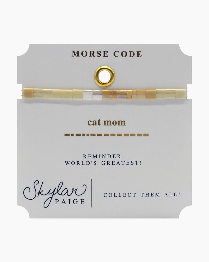 Skylar Paige CAT MOM Morse Code Tila Beaded Bracelet