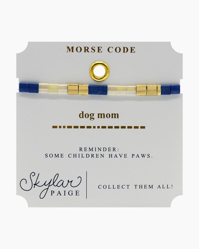 Skylar Paige DOG MOM Morse Code Tila Beaded Bracelet - Juli's Wearable Art