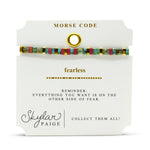 Skylar Paige - FEARLESS - Morse Code Tila Beaded Bracelet - Wild Watermelon - Juli's Wearable Art