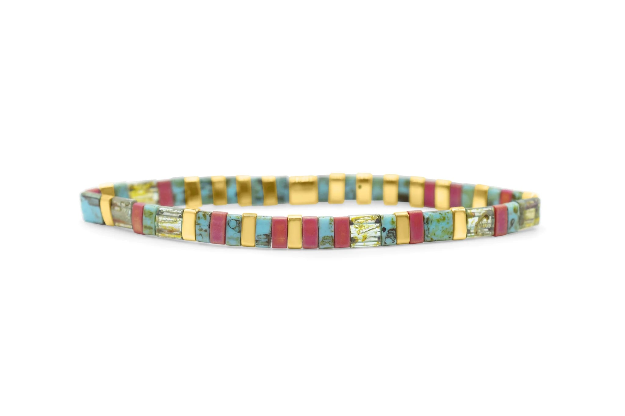 Skylar Paige - FEARLESS - Morse Code Tila Beaded Bracelet - Wild Watermelon - Juli's Wearable Art