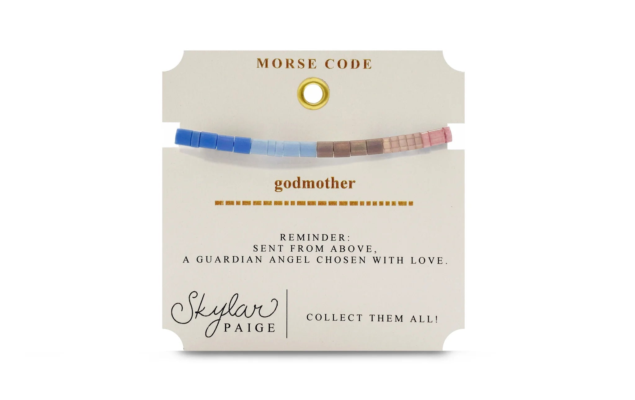 Skylar Paige GODMOTHER Morse Code Tila Beaded Bracelet - Bibbidi Bobbidi Blue - Juli's Wearable Art
