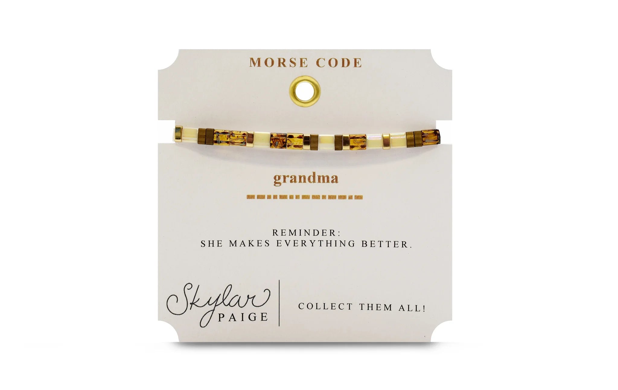 Skylar Paige GRANDMA Morse Code Tila Beaded Bracelet - Juli's Wearable Art