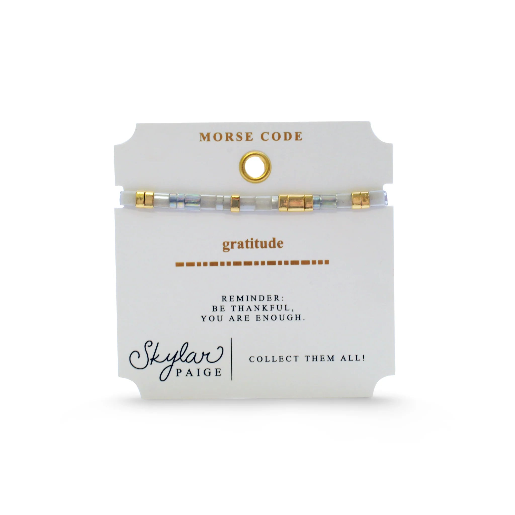 Skylar Paige GRATITUDE Morse Code Tila Beaded Bracelet - Marvelous Metallic