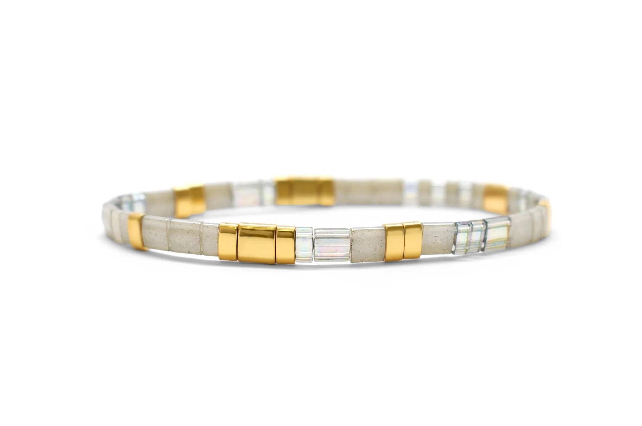 Skylar Paige GRATITUDE Morse Code Tila Beaded Bracelet - Marvelous Metallic
