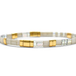 Skylar Paige - GRATITUDE - Morse Code Tila Beaded Bracelet - Marvelous Metallic - Juli's Wearable Art