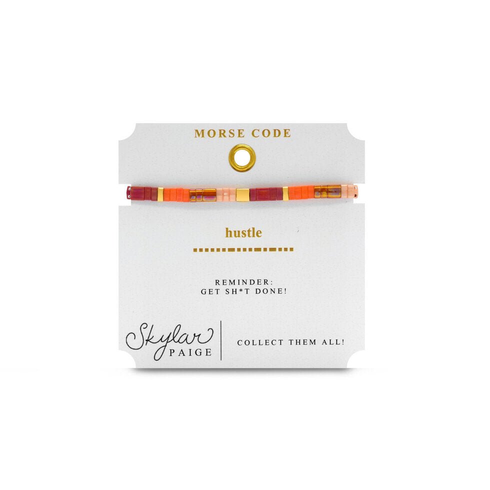 Skylar Paige HUSTLE Morse Code Tila Beaded Bracelet