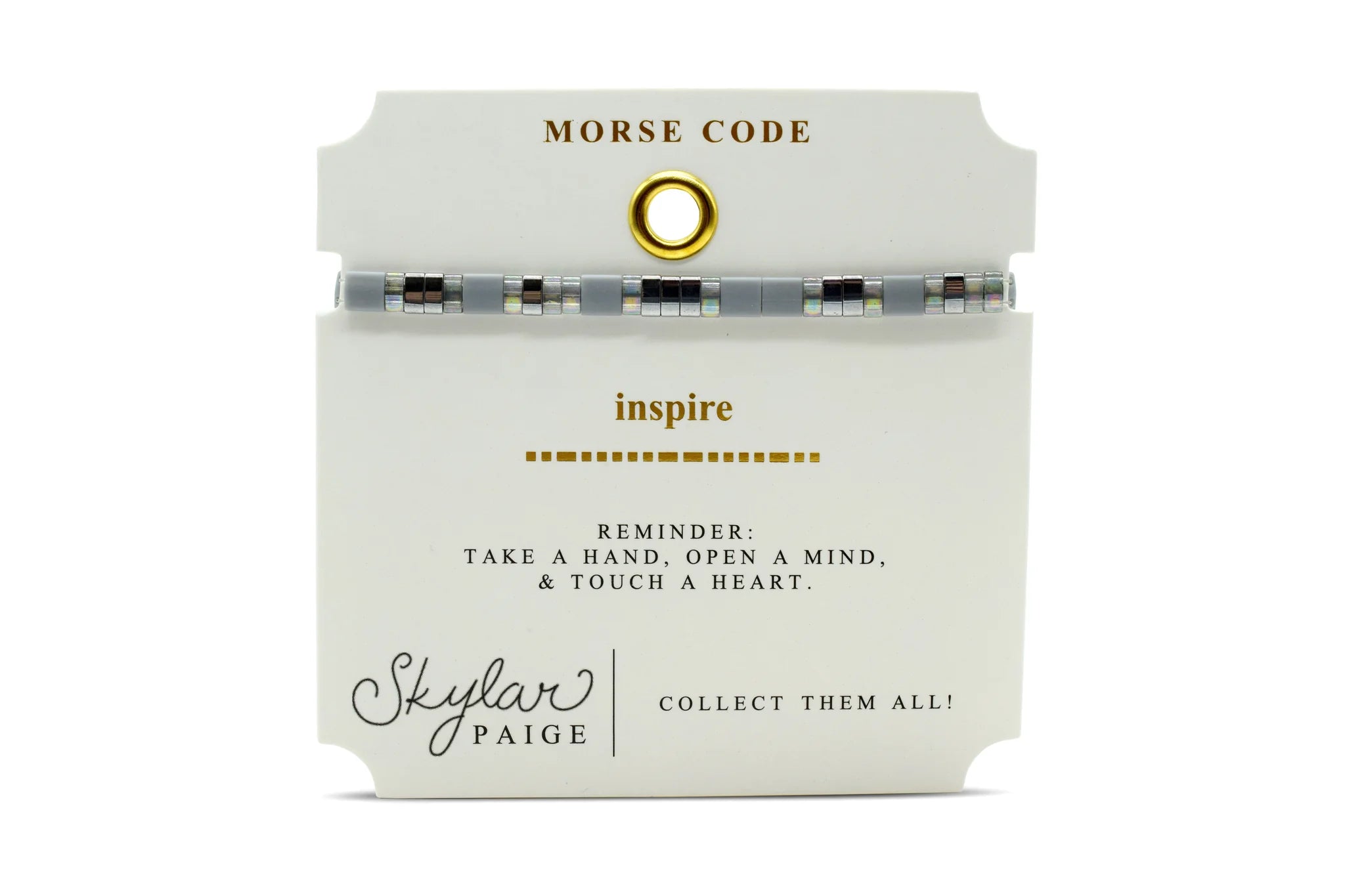 Skylar Paige INSPIRE Morse Code Tila Beaded Bracelet - Gracious Grey - Juli's Wearable Art