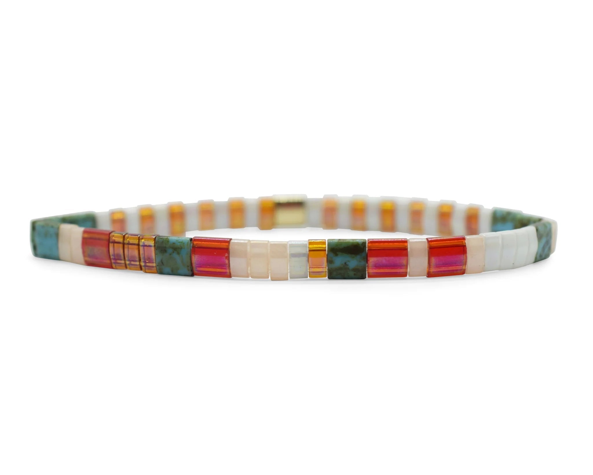 Skylar Paige JUST BEACHY Morse Code Tila Beaded Bracelet - Sun Of A Beach Peach
