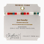 Skylar Paige JUST BEACHY Morse Code Tila Beaded Bracelet - Sun Of A Beach Peach - Juli's Wearable Art