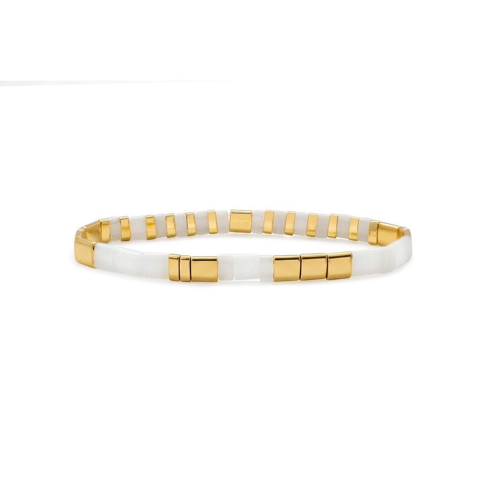 Skylar Paige Morse Code Tila Bracelet | White | "ROCK ON!"