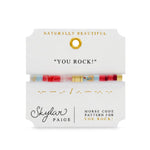 Skylar Paige Morse Code Tila Bracelet | You Rock! | Aqua + Coral - Juli's Wearable Art