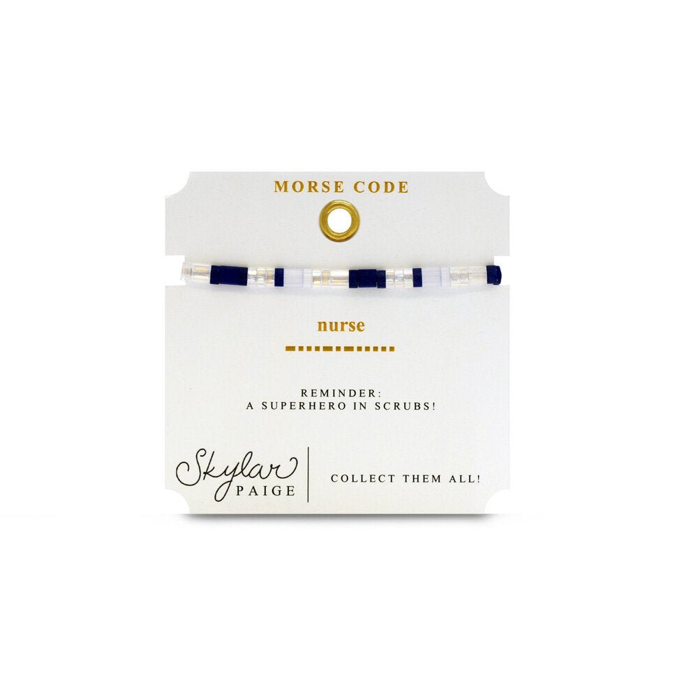 Skylar Paige NURSE Morse Code Tila Beaded Bracelet - Juli's Wearable Art