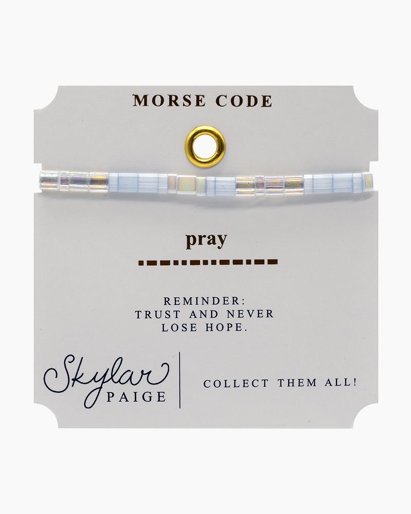 Skylar Paige PRAY Morse Code Tila Beaded Bracelet - Juli's Wearable Art