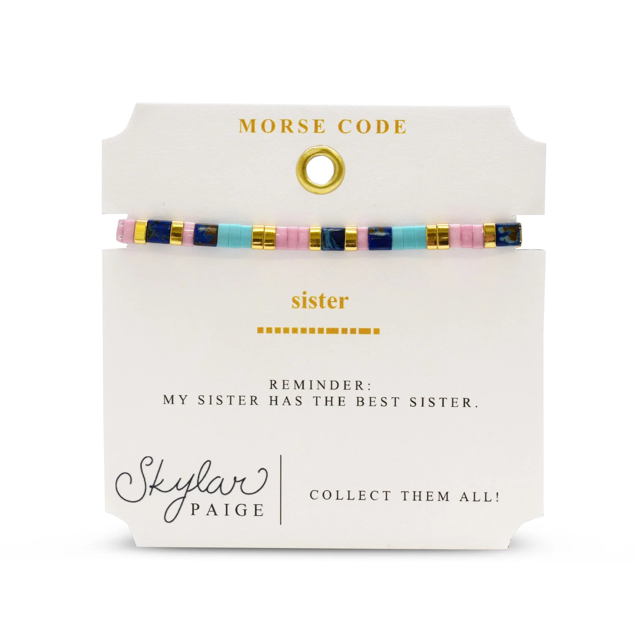 Skylar Paige SISTER Morse Code Tila Beaded Bracelet