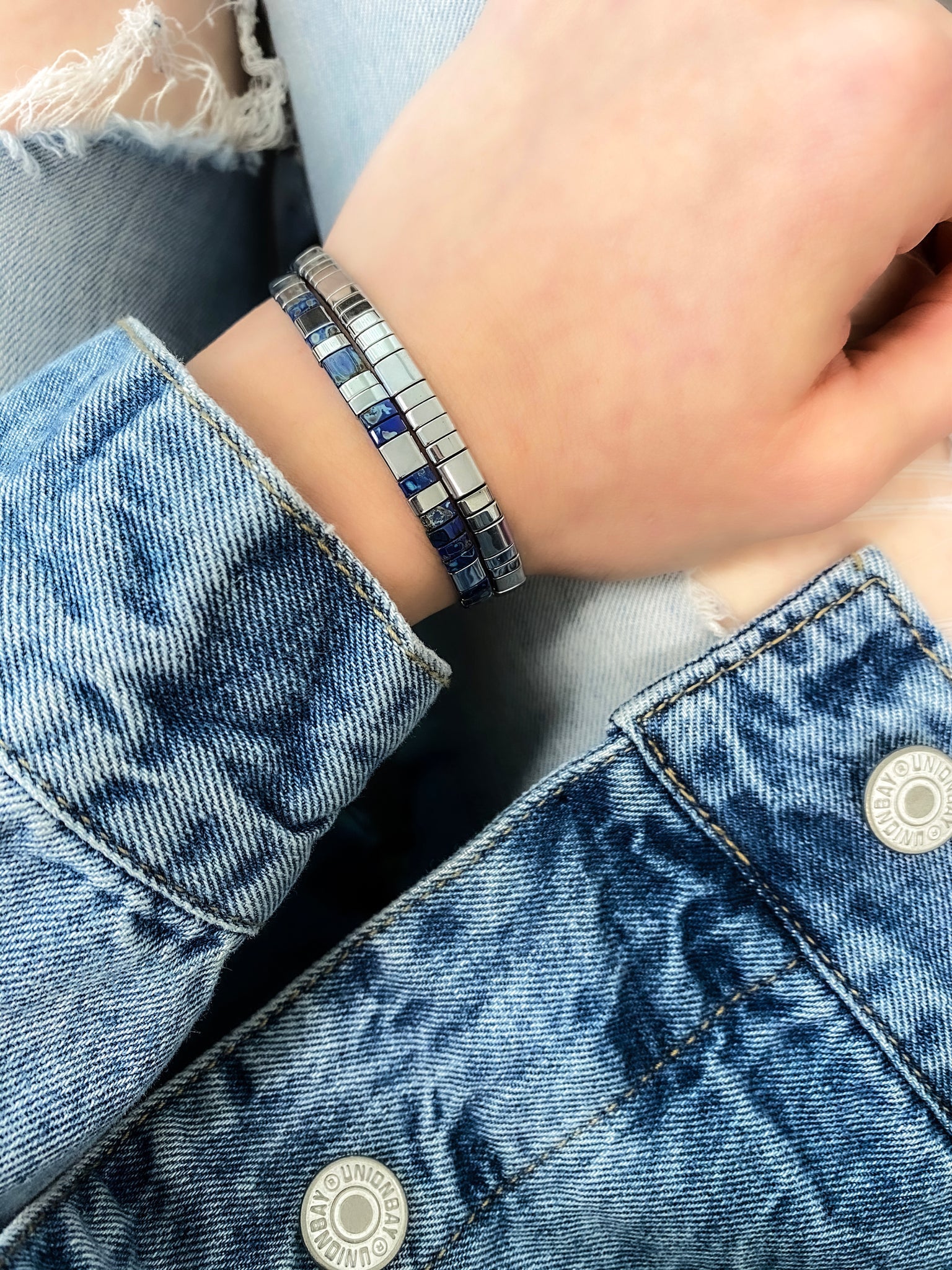 Skylar Paige SOUL SISTERS Morse Code Tila Beaded Bracelet - Blue My Mind - Juli's Wearable Art