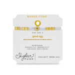 Skylar Paige "Tasty Charms" Morse Code Stretch Bracelet | Egg - Juli's Wearable Art