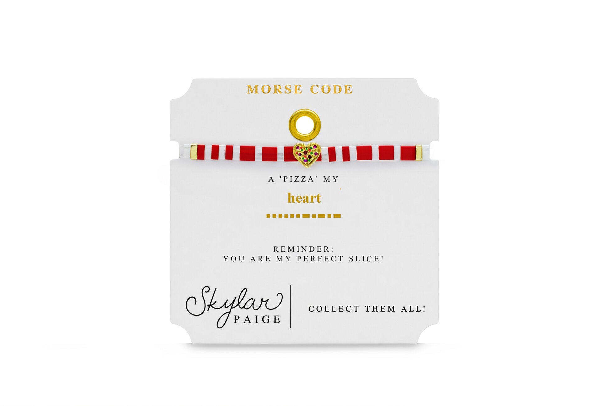 Skylar Paige "Tasty Charms" Morse Code Stretch Bracelet | Pizza