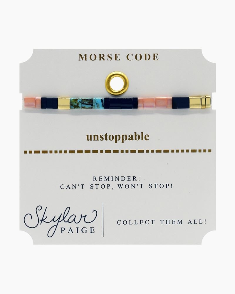 Skylar Paige UNSTOPPABLE Morse Code Tila Beaded Bracelet - Juli's Wearable Art